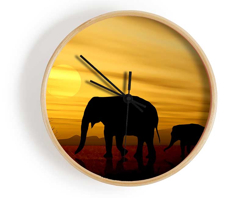 Elephant Safari Desert Clock - Wallart-Direct UK