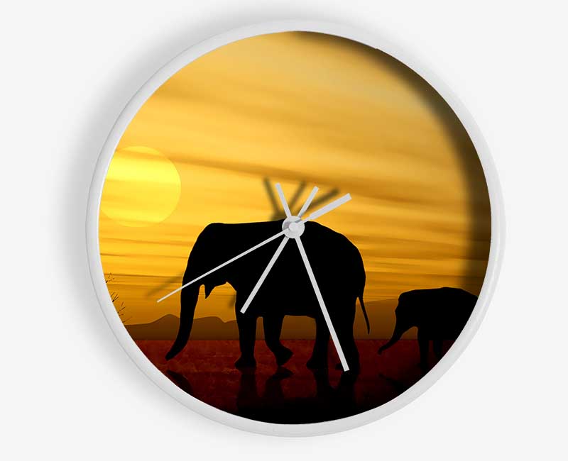 Elephant Safari Desert Clock - Wallart-Direct UK