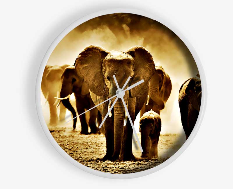 Elephant Stampede Clock - Wallart-Direct UK