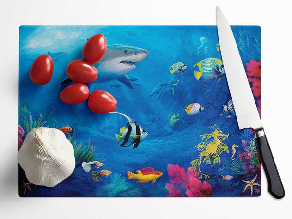 Fish Swirl Ocean Glass Chopping Board