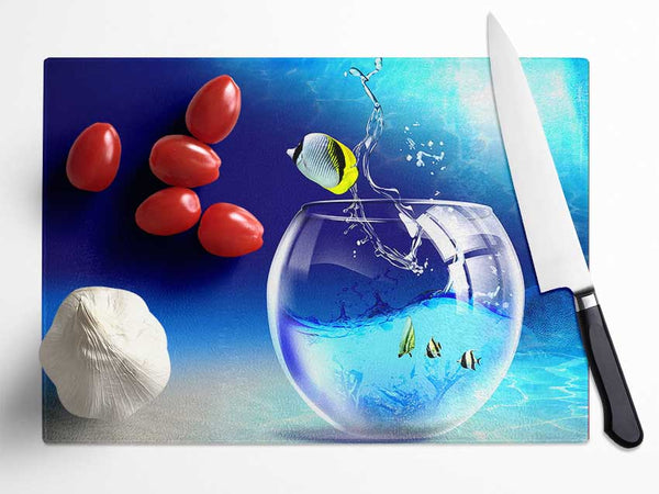 Fishy Life Glass Chopping Board