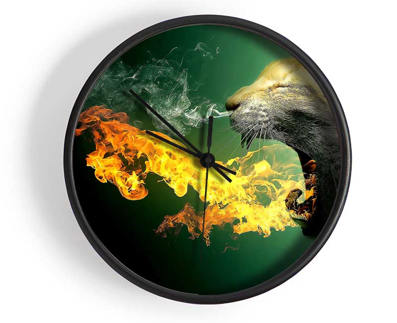 Flaming Cat Clock - Wallart-Direct UK