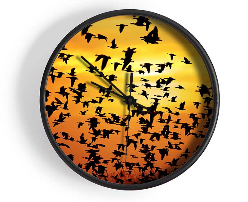 Flight Of The Golden Birds Clock - Wallart-Direct UK