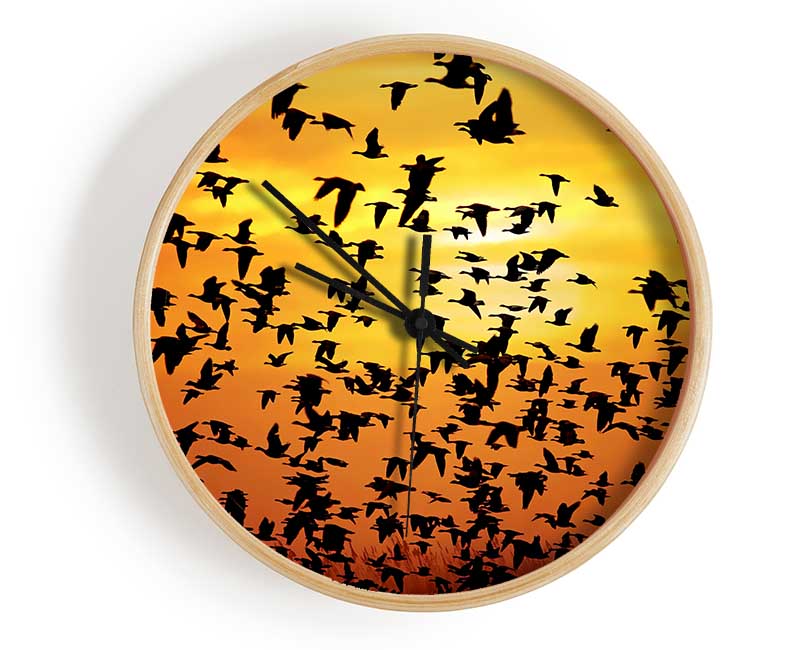 Flight Of The Golden Birds Clock - Wallart-Direct UK