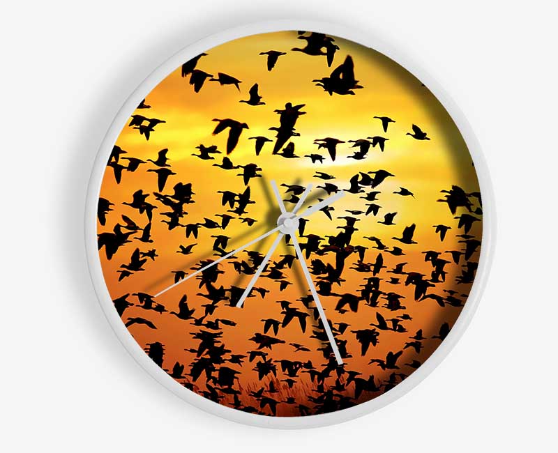 Flight Of The Golden Birds Clock - Wallart-Direct UK