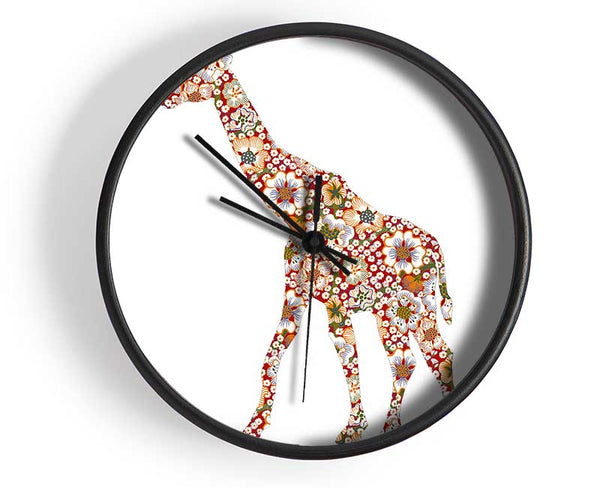 Flower Giraffe Clock - Wallart-Direct UK