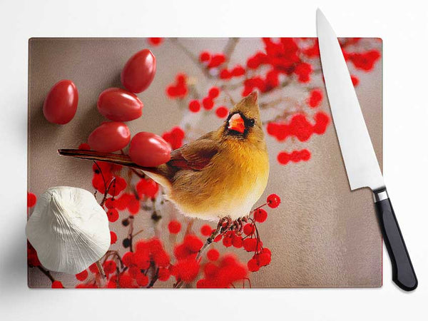 Garden Bird Glass Chopping Board