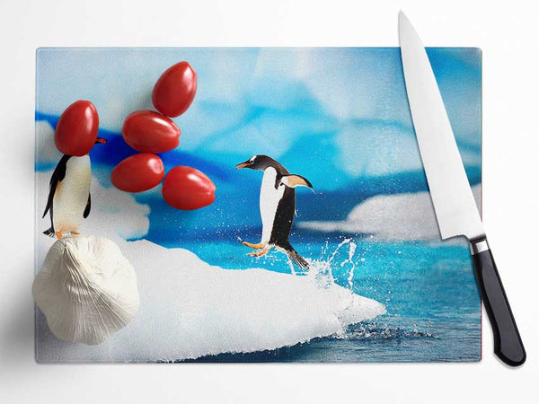 Gentoo Penguins Antarctica Glass Chopping Board