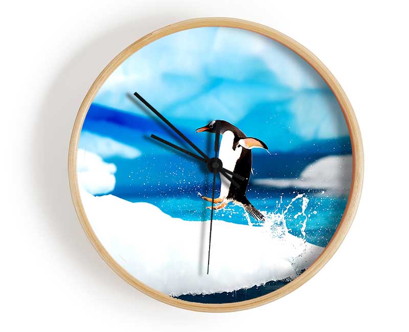 Gentoo Penguins Antarctica Clock - Wallart-Direct UK