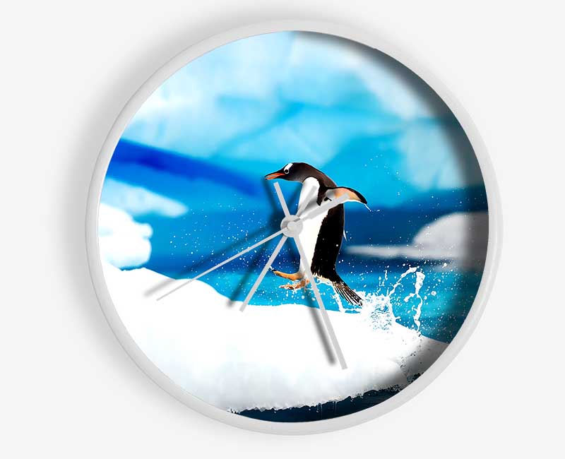 Gentoo Penguins Antarctica Clock - Wallart-Direct UK