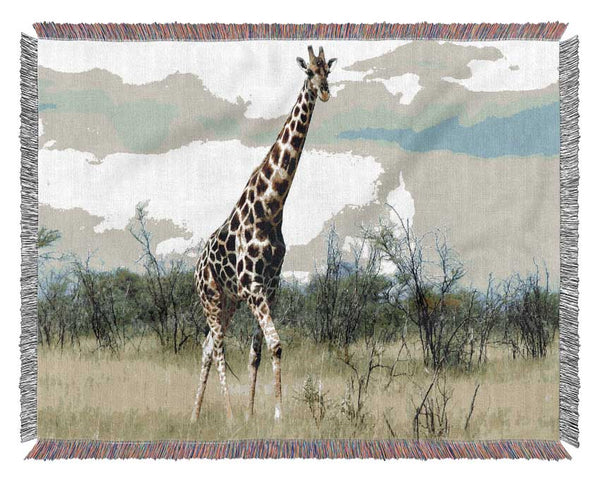 Giraffe In The Wilds Of Namibia Woven Blanket