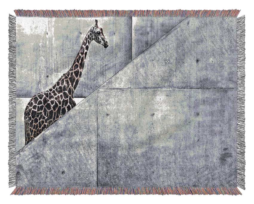 Giraffe Climbing Stairs Woven Blanket