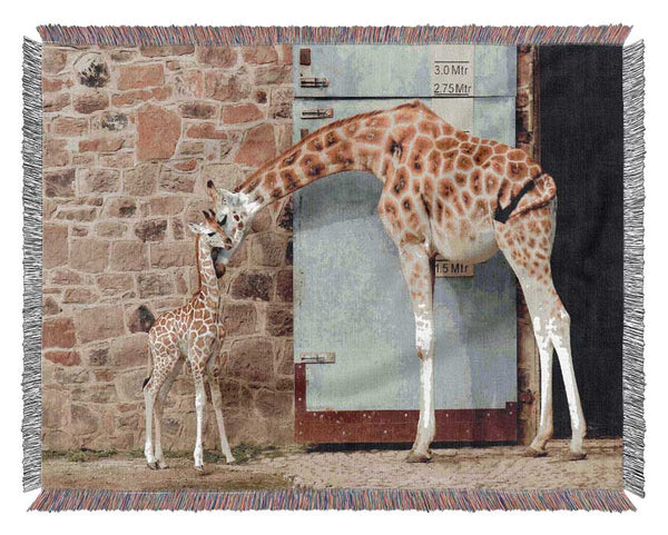 Giraffe Motherly Love Woven Blanket