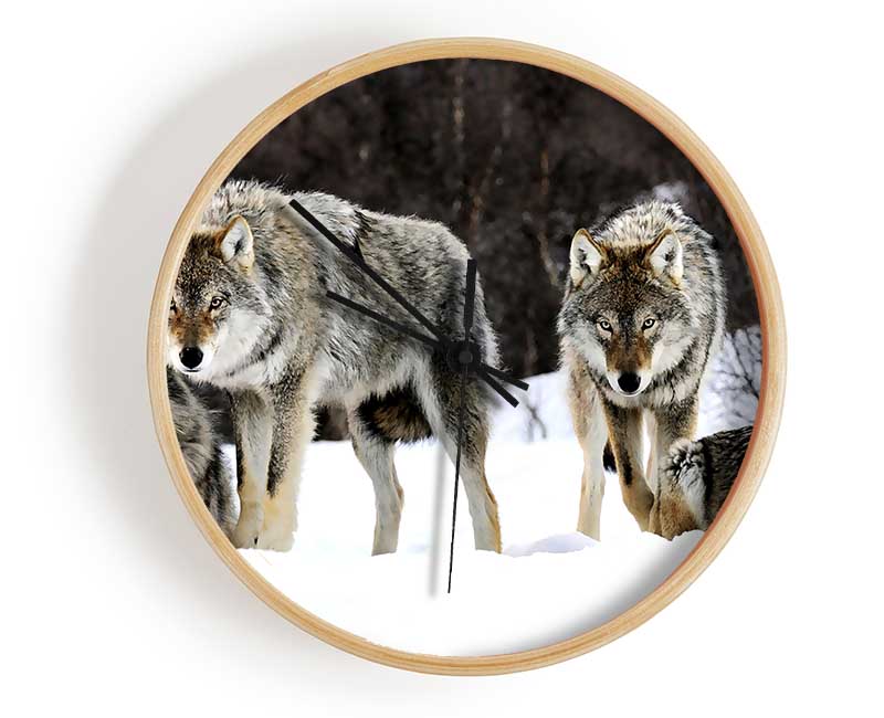 Gray Wolves Norway Clock - Wallart-Direct UK