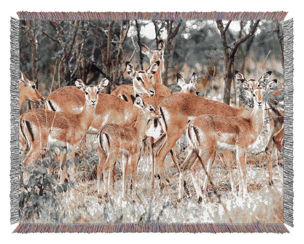 Herd Of Deer Woven Blanket