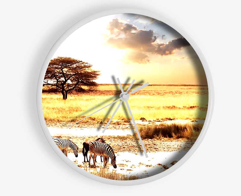 Herd Of Zebras Clock - Wallart-Direct UK