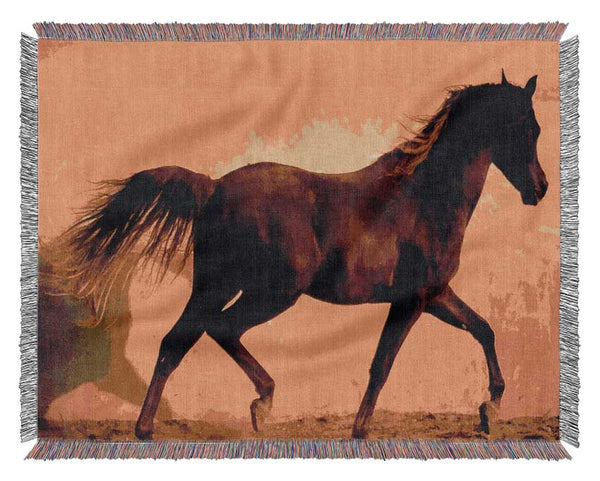 Horse In Golden Sunlight Woven Blanket