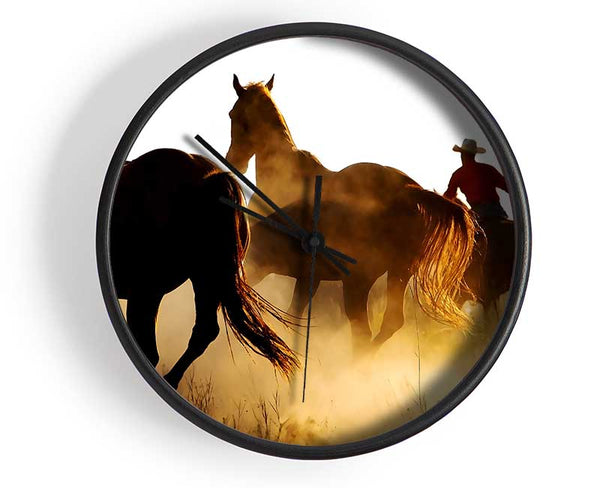 Horses-Running At Sunset Clock - Wallart-Direct UK