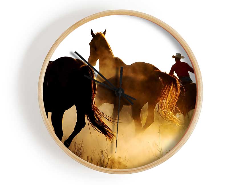 Horses-Running At Sunset Clock - Wallart-Direct UK