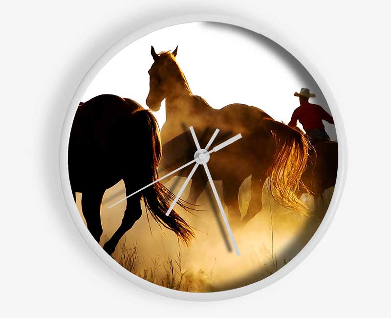 Horses-Running At Sunset Clock - Wallart-Direct UK