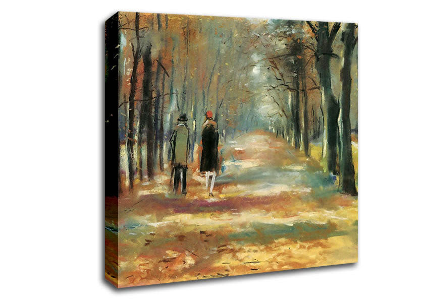 Picture of Lesser Ury Couple Walking In The Woods Square Canvas Wall Art