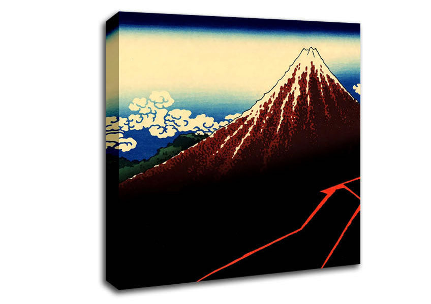 Picture of Hokusai Lightning Below The Summit Square Canvas Wall Art