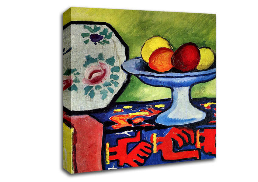 Picture of August Macke Still Life With Apple Peel And A Japanese Fan Square Canvas Wall Art