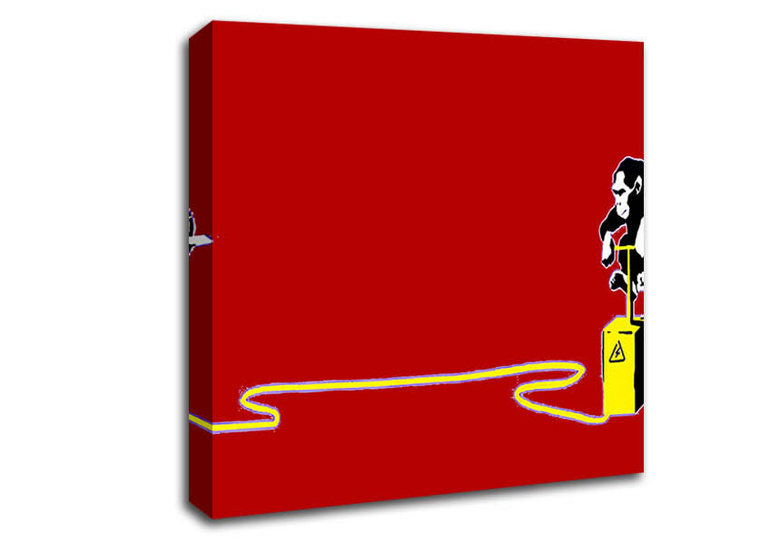 Picture of Banana Monkey Detonator Red Square Canvas Wall Art