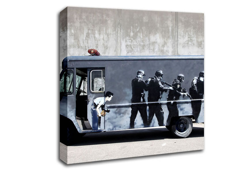 Picture of Banksy Swat Truck Square Canvas Wall Art