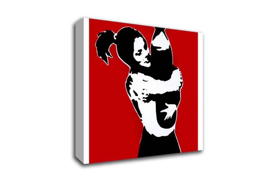 Picture of Bomb Hugger Girl Red Square Canvas Wall Art