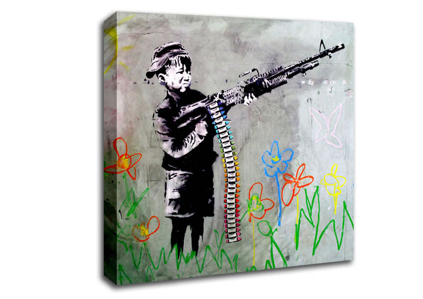 Picture of Crayon Gun Square Canvas Wall Art