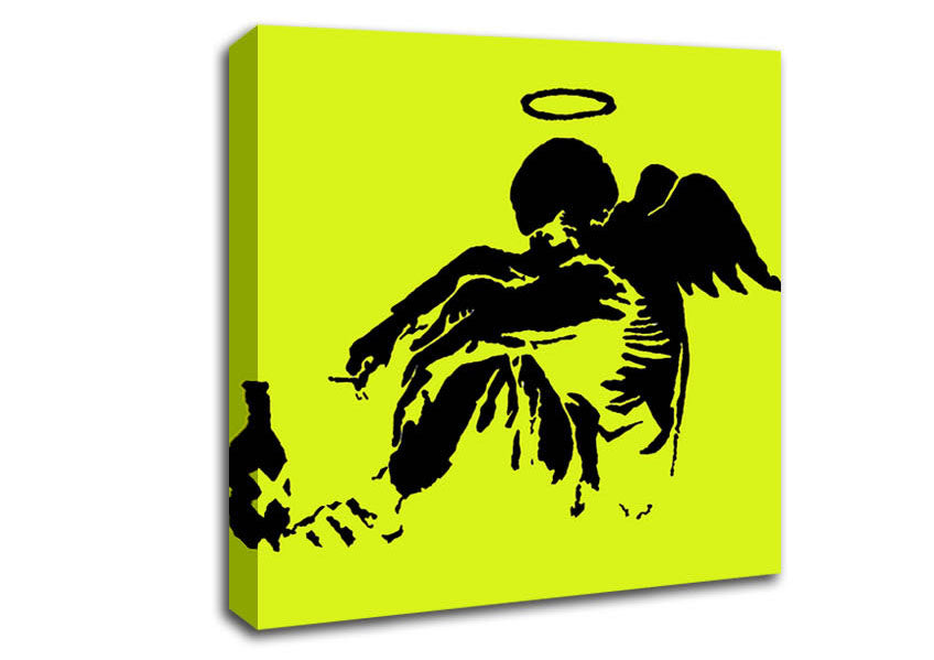 Picture of Fallen Angel Lime Square Canvas Wall Art