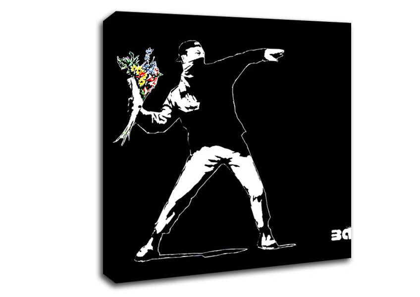 Picture of Flower Thrower Black Square Canvas Wall Art