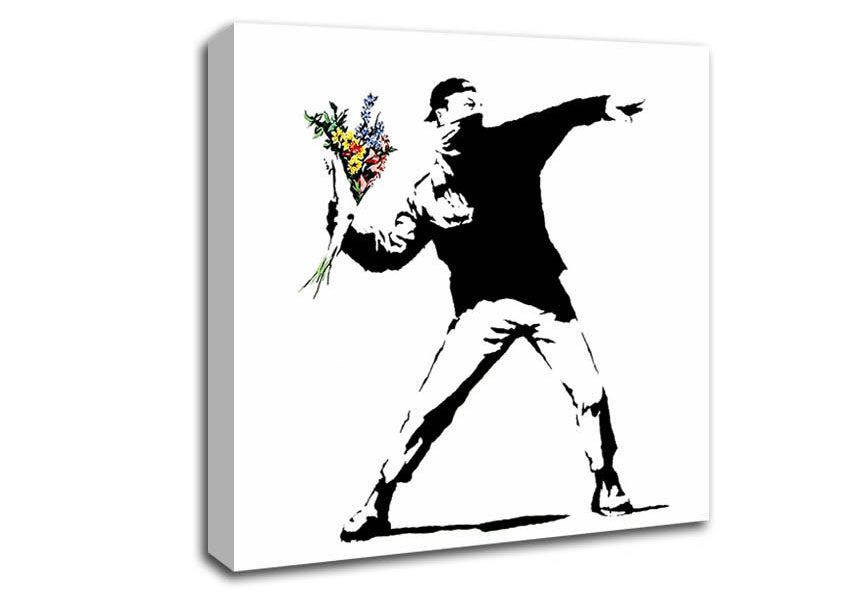 Picture of Flower Thrower White Square Canvas Wall Art