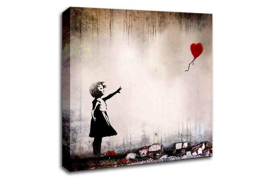 Picture of Heart Balloon Square Canvas Wall Art