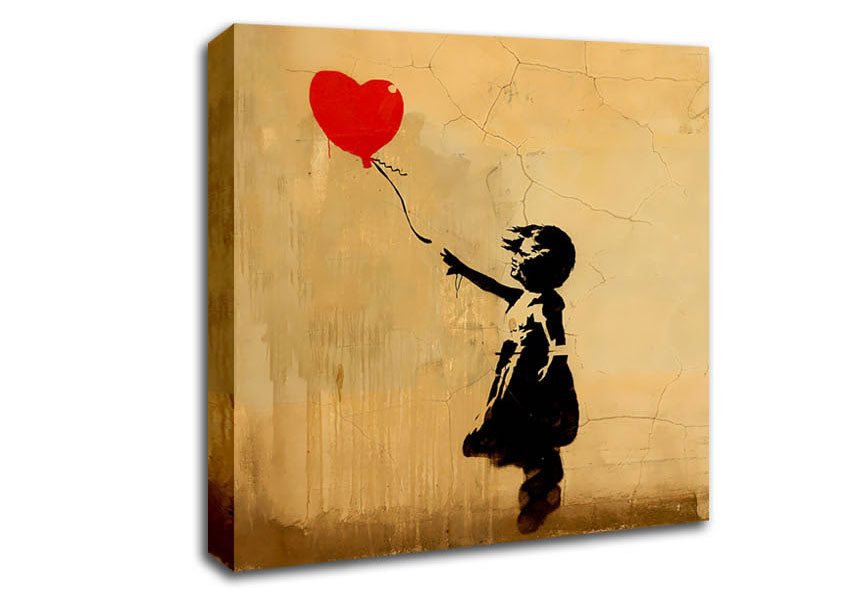 Picture of Love Heart Balloon Left Square Canvas Wall Art