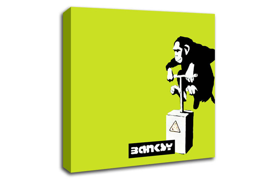 Picture of Monkey Detonator Lime Square Canvas Wall Art