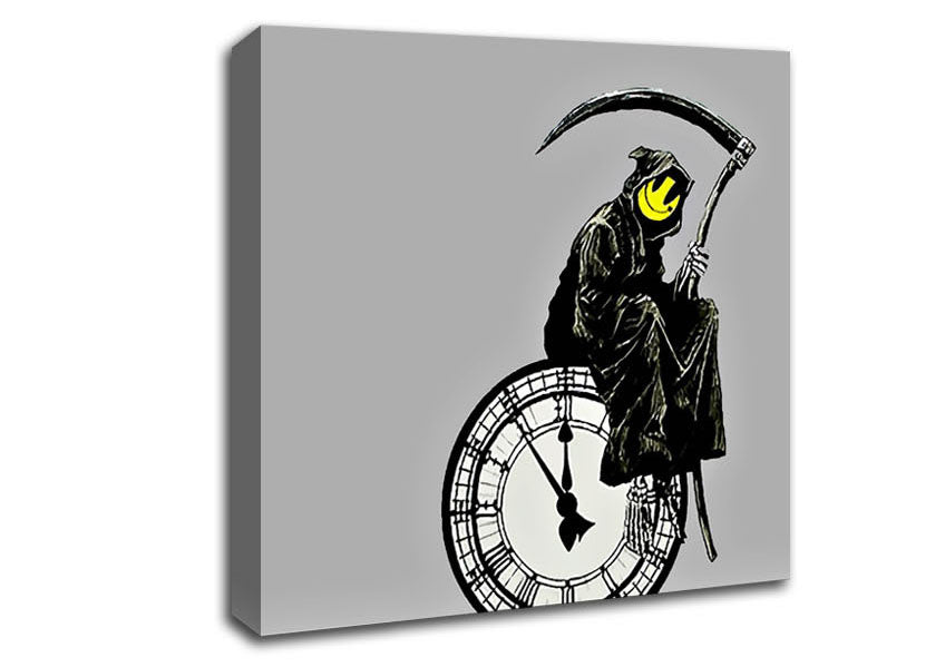 Picture of Smiley Face Reaper Times Up Square Canvas Wall Art