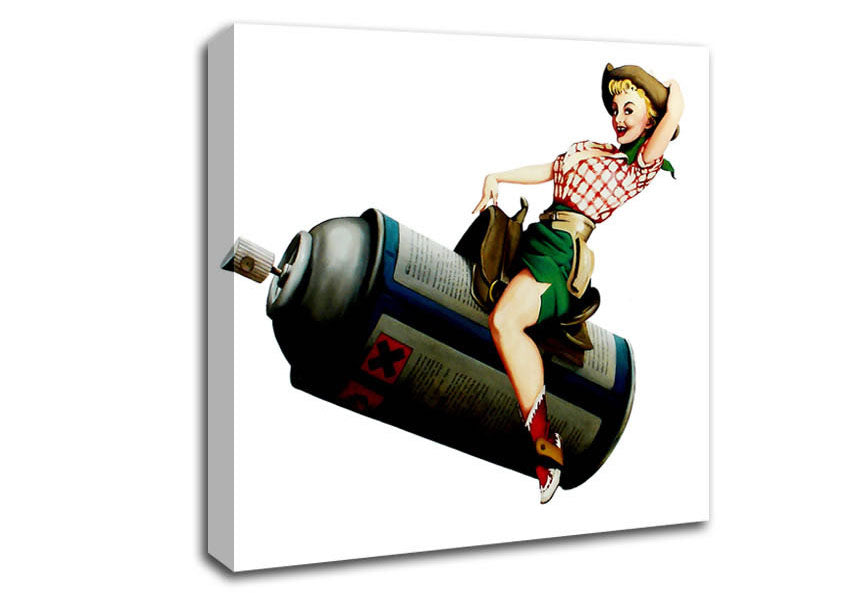 Picture of Spray Can Cowgirl Square Canvas Wall Art