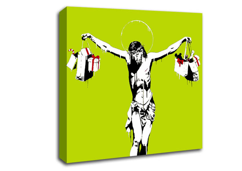 Picture of Thank Christ For Shopping Lime Square Canvas Wall Art