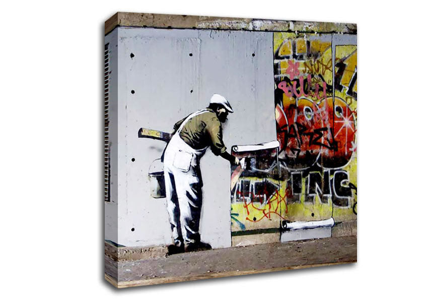 Picture of Wallpaper Over Robbo Graffiti Square Canvas Wall Art