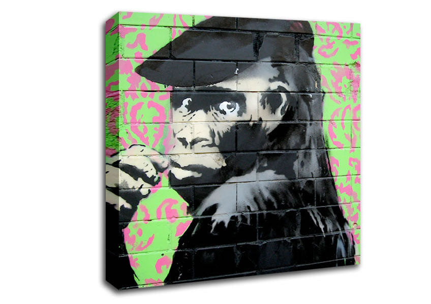 Picture of Monkey Cap Square Canvas Wall Art