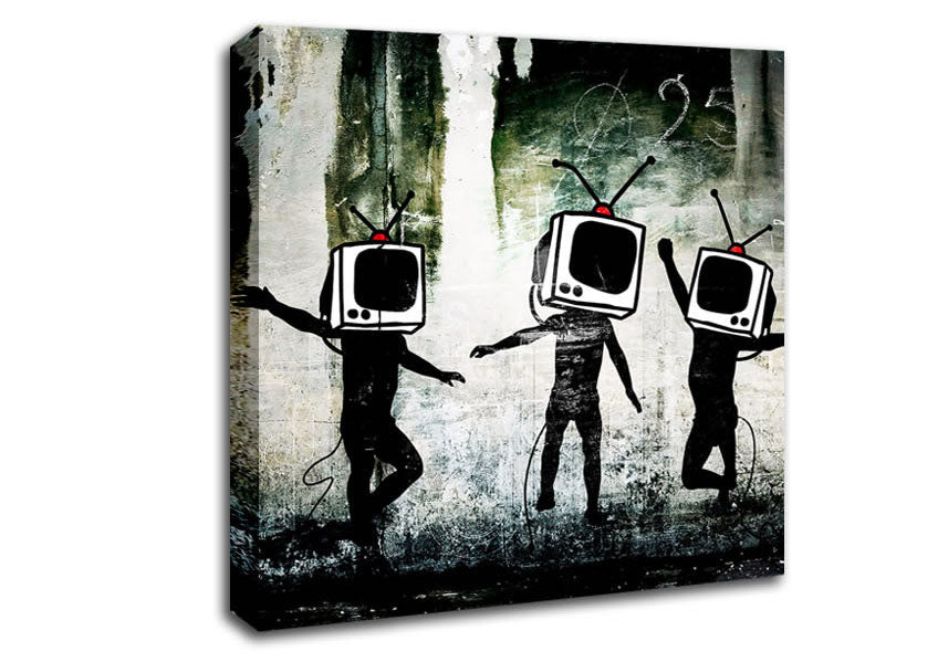 Picture of Banksy Tv Kids Square Canvas Wall Art