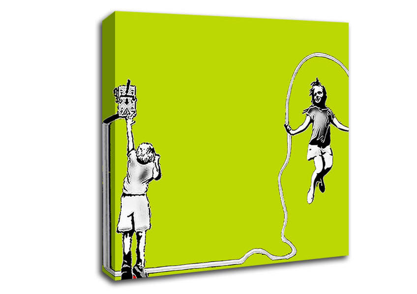 Picture of Electric Skipping Rope Lime Green Square Canvas Wall Art