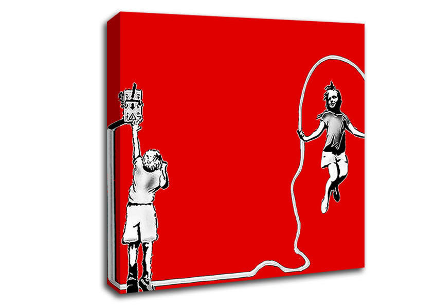 Picture of Electric Skipping Rope Red Square Canvas Wall Art