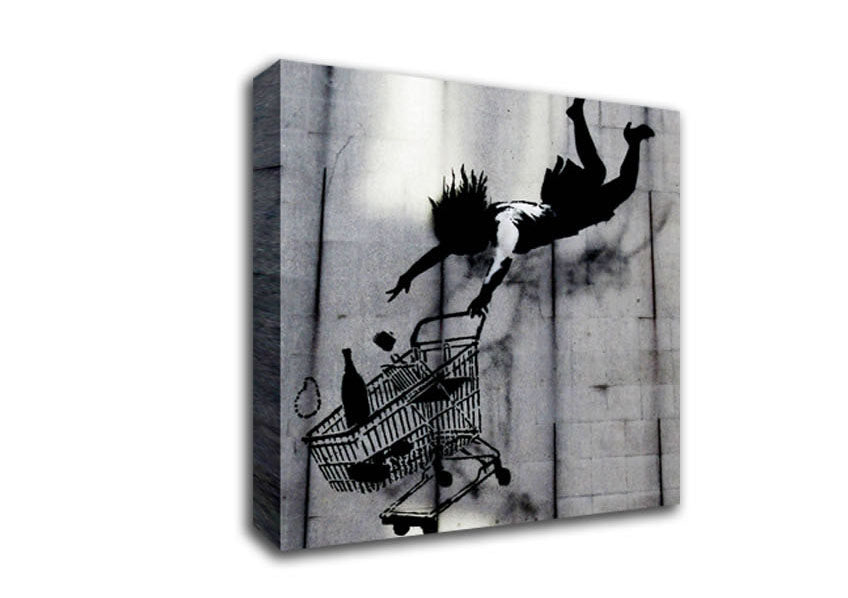 Picture of Flying Shopping Trolley Square Canvas Wall Art