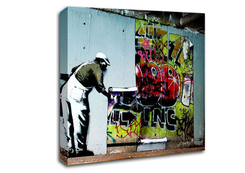 Picture of Grafitti Wallpaper Square Canvas Wall Art