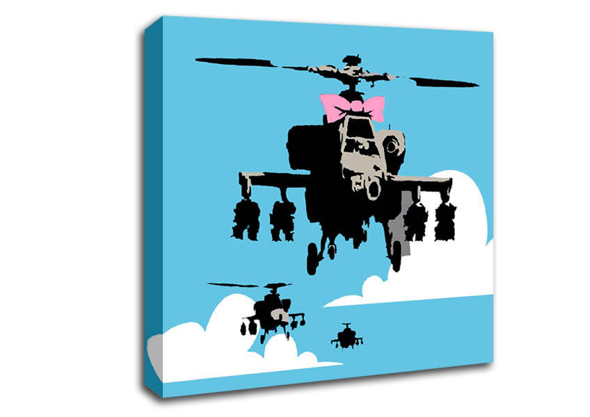 Picture of Hellicopter Bow Blue Square Canvas Wall Art