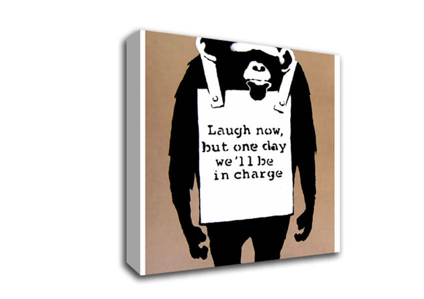 Picture of Laugh Now Monkey Beige Square Canvas Wall Art