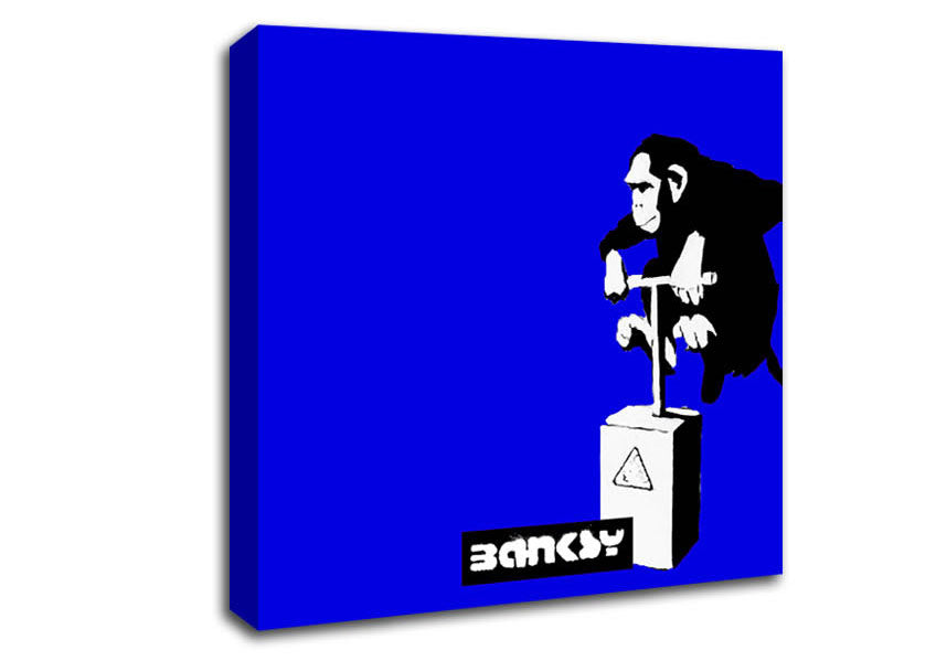 Picture of Monkey Detonator Blue Square Canvas Wall Art